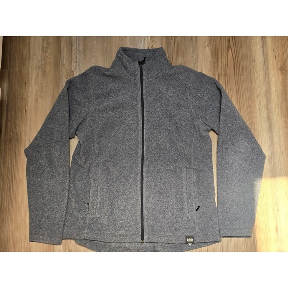 Rei Co-Op Jackets & Blazers - REI Co-op Womens Large Gray Full Zip Fleece Jacket Mock Neck Outdoor Hiking L